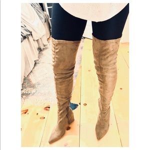Over the knee OTK tan suede boots thigh high